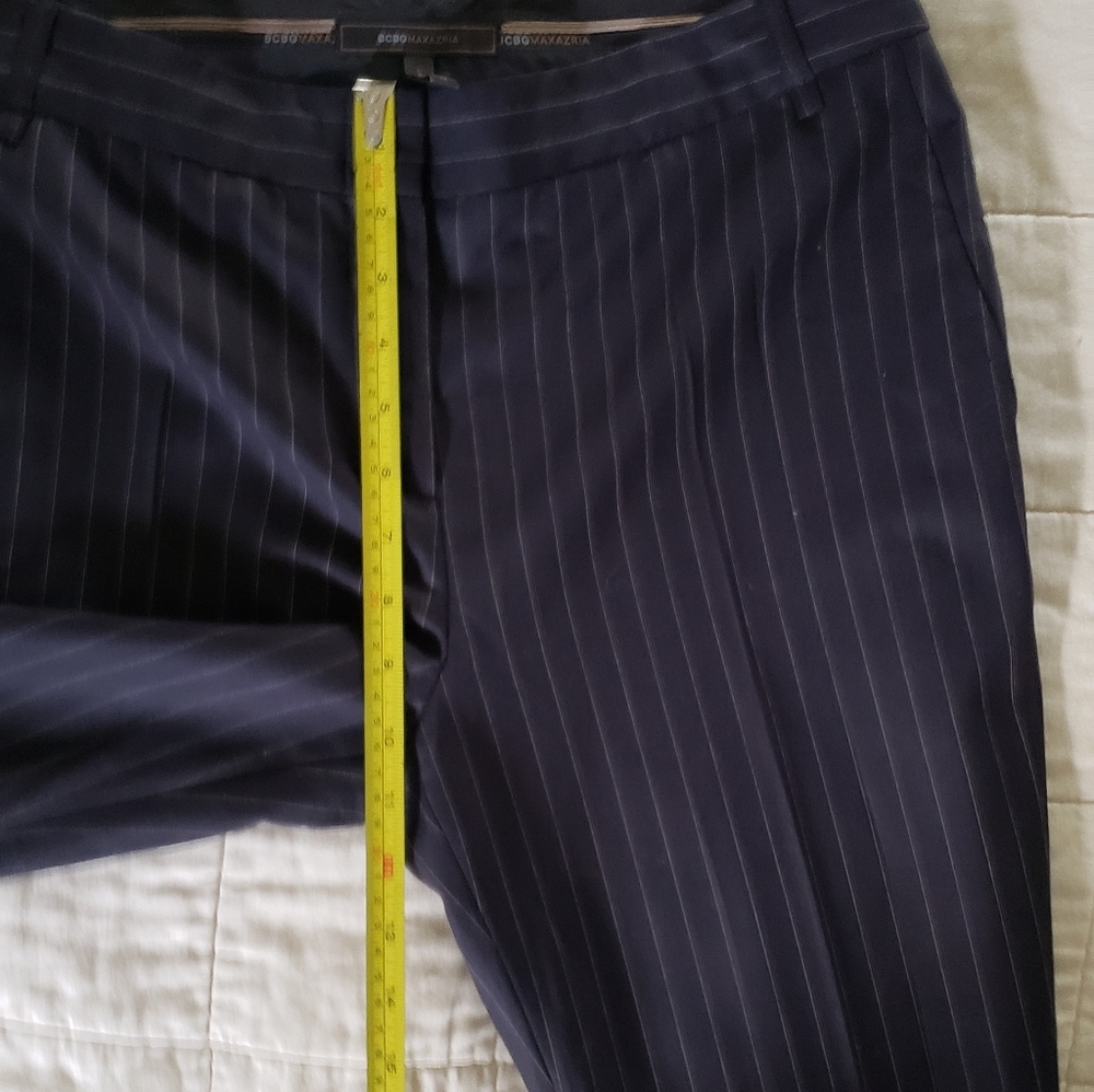 BCBGMaxazria Wool Wide Leg Trouser Pinstripe Dress Pants Size 8 Black - Picture 9 of 10